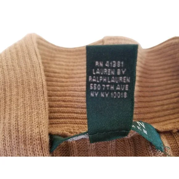 Lauren Ralph Lauren Sweater Womens Size XL Striped Brown White Button Accent - Picture 6 of 12